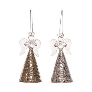 Transpac Glass Metallic Angel Ornament Set of 2 Christmas Home Decorations - 1 of 1