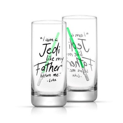 Star Wars New Hope Luke Skywalker Green Lightsaber Tall Drinking Glass - 14.2 oz - Set of 2