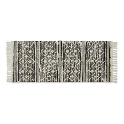 Design Imports Diamond Textured Fringe - Natural & Black - 2 Ft 3 In X 6 Ft