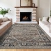 Retro Distressed Rug for Living Room Bedroom Decor Vintage Soft Thin Low Pile Soft Area Rug Indoor Washable Non Slip Carpet - 2 of 4