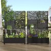 Wooakway 72"H Two-tone Patio Planter Box with Trellis Metal Raised Garden Bed Black Decorative Privacy Screen with Wheels - 2 of 4