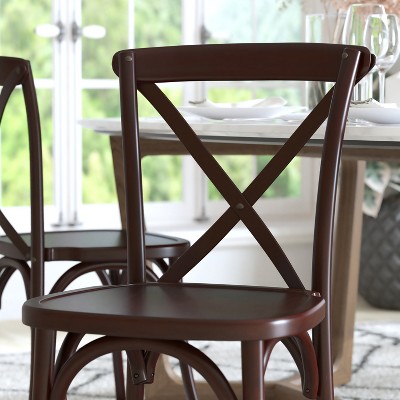 Elegant Walnut Wood Cross Back Dining Chair - 18" Seat Height