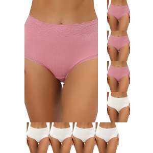 INSPIRE CHIC Women's High Waist Tummy Control Comfortable Lace Trim Ribbed Briefs 9 Packs - 1 of 4