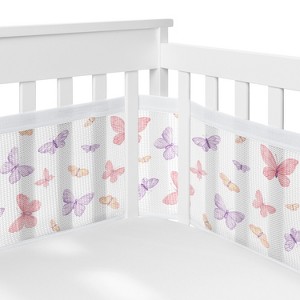 Sweet Jojo Designs Girl BreathableBaby Breathable Mesh Crib Liner Baby Nursery Butterfly Blush Pink and Purple - 1 of 4