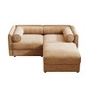 Stylish White Chenille 2-Seater Sofa with Ottoman Storage Seat, Cylindrical Backrest and Armrests - 3 of 4