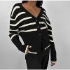 Women's Striped V Neck Knit Cardigan - beige botany - 4 of 4
