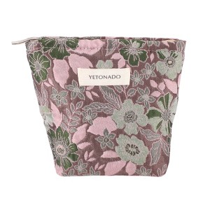 Unique Bargains Portable Floral Makeup Bag 1 Pc - 1 of 4