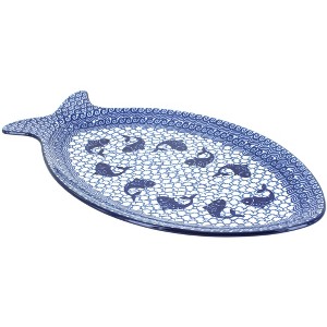 Blue Rose Polish Pottery E18 Ceramika Artystyczna Large Fish Platter - 1 of 1
