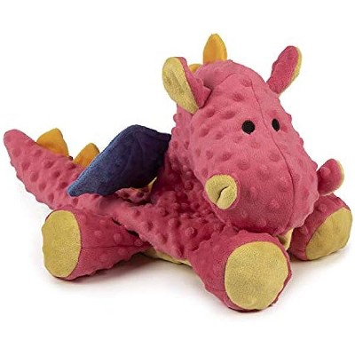 goDog Bubble Plush Dragons Squeaky Dog Toy, Chew Guard Technology - Coral, Extra Large