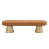 Modern Bouclé Upholstered Oval Dining Bench, Wood Leg Entryway Bench for Dining Room, Bedroom or Entryway – Cuddlewood - 3 of 4