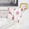 Gulches White Christmas Throw Pillow 20¡Á20" with Red Embroidered Reindeer and Snowflakes - 2 of 4