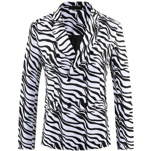 INSPIRE CHIC Men's Party Festival Peak Lapel Double-Breasted Animal Print Blazer - 1 of 4