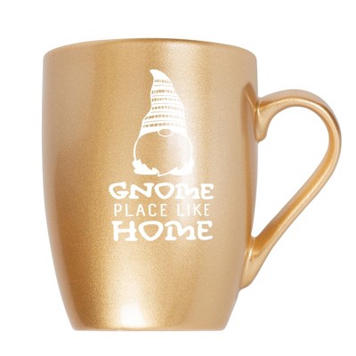 Elanze Designs Cute Witty Coffee Cup Mug 10 Ounce Ceramic With Shimmery Metallic Finish Gnome Place Like Home Vegas Gold