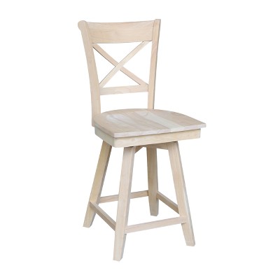 Charlotte 24" Unfinished Solid Wood Swivel Counter Height Stool