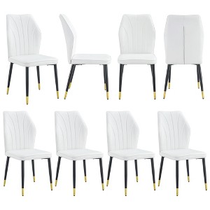 NicBex PU Leather Dining Chairs Set of 8,Upholstered Kitchen Chair with Curved Back and Black Metal Legs for Dining Room,Kitchen - 1 of 4