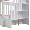 PAGED Simple Wooden Bunk Bed Loft Bed, Twin over Twin Bed Frame with 3 Drawers, Storage Stairs and Guardrail for Kids, Teens - 3 of 4