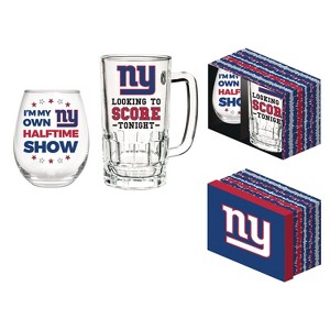 Evergreen New York Giants, Stemless 17OZ Wine & Beer 16 OZ Gift Set - 1 of 4