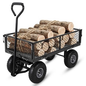 Heavy Duty Steel Garden Cart Folding Utility Wagon with Removable Cart Liner - 1 of 4