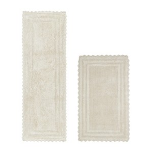 Lilly Crochet Collection 100% Cotton Tufted Reversible 2-Piece Bath Rug Set – Super Absorbent, Machine Washable Bathroom Mats with Crochet Pattern - 1 of 4