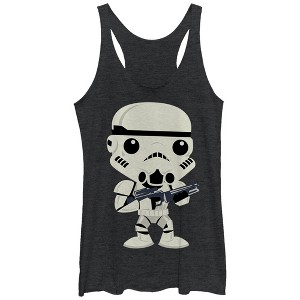 Women's Star Wars Cute Cartoon Stormtrooper Racerback Tank Top - 1 of 3