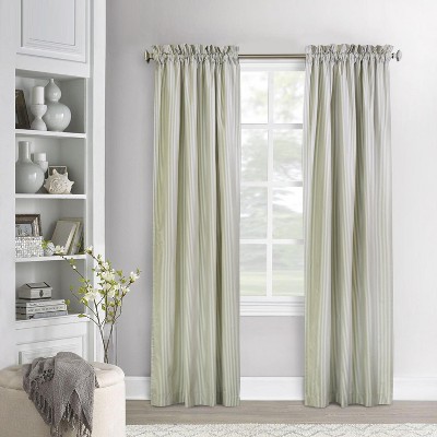 Commonwealth ThermaLogic Ticking Stripe 2-Piece Panel With 2" Header 3" Rod Pocket Sage