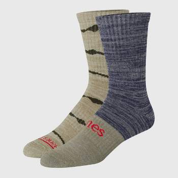 Hanes Originals Premium Men's Free Feed Crew Socks 2pk - Green/Beige 6-12