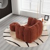 CAVINAS Soft Bean Bag Chair for Adults, Square Lazy Sofa with High Resilient Foam and Footstool, for Living Room and Bedroom, Red+Brown - 3 of 4