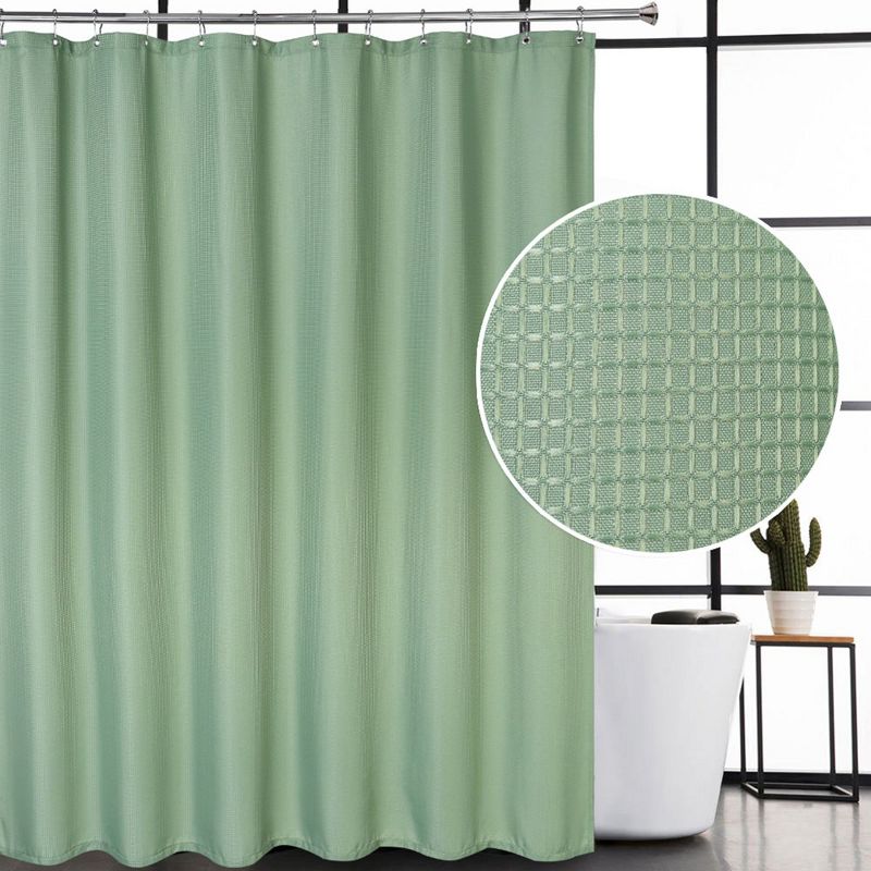 Waffle Fabric Shower Curtain for Bathroom, 1 of 6