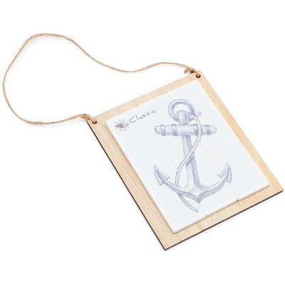 Vintage Nautical Wooden Wall Art Set with Hemp Rope