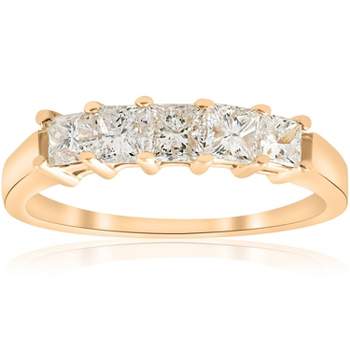Pompeii3 1ct Princess Cut Diamond Anniversary 14K Gold Ring