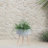 DSVIMOY 2PCS Round Planter with Wooden Legs, Plant Pots for Hall, Living Room, Grey, 15"*15"*10" - 2 of 4