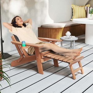 Costway Patio Adirondack Chair All-Weather HIPS Lounge Chair with Retractable Footrest Black/Brown/Gray/Navy - 1 of 4