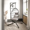 Emma and Oliver Awen Foldable Hanging Egg Chair with Woven Finish, Removable Cushions, and Included Stand for Indoor and Outdoor Use - 2 of 4