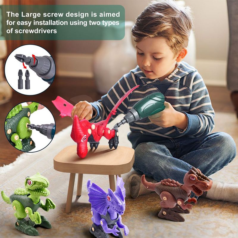Fun Little Toys Take-Apart Dino with Electric Drill & Flash Card, 3 of 8