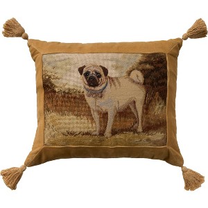 Mina Victory Vintage Pug Dog 18" x 22" Multicolor Indoor Throw Pillow - 1 of 4