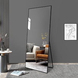 65"x24" Full Length Mirror with Stand, Full Body Mirror Standing or Wall-Mounted Floor Mirror with Ultra-Thin Aluminum Frame – The Pop Home - 1 of 4