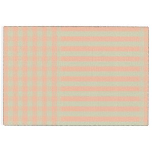 Mirimo Peach and Pistache Gingham Outdoor Rug - Deny Designs - 1 of 4
