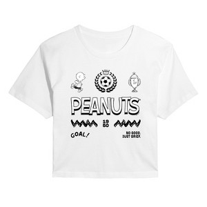 Women's - Peanuts - Charlie Brown Soccer Jersey Cropped Graphic T-Shirt - 1 of 4