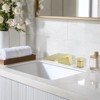 Cobbe Brushed Gold 2-Hole Wide Waterfall Spout Modern Bathroom Mixer Single Lever with Inlet Hose - 3 of 4