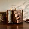 Luxury Walnut Jewelry Cabinet with Mirror Doors, Clover Lock, Organizer Box for Rings Earrings Necklaces - 2 of 4
