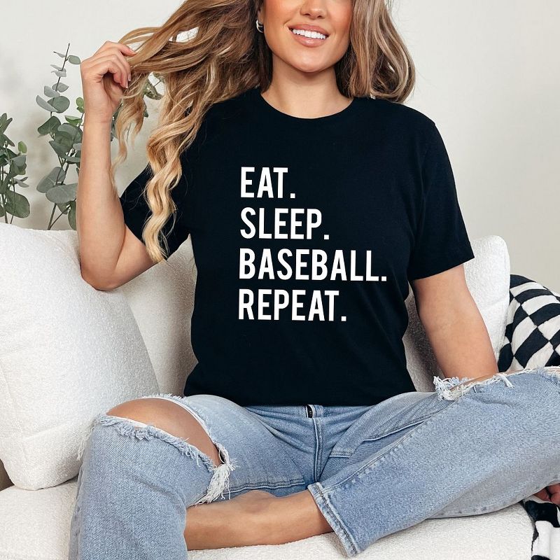 Simply Sage Market Women's East Sleep Baseball Repeat Short Sleeve Graphic Tee, 3 of 5