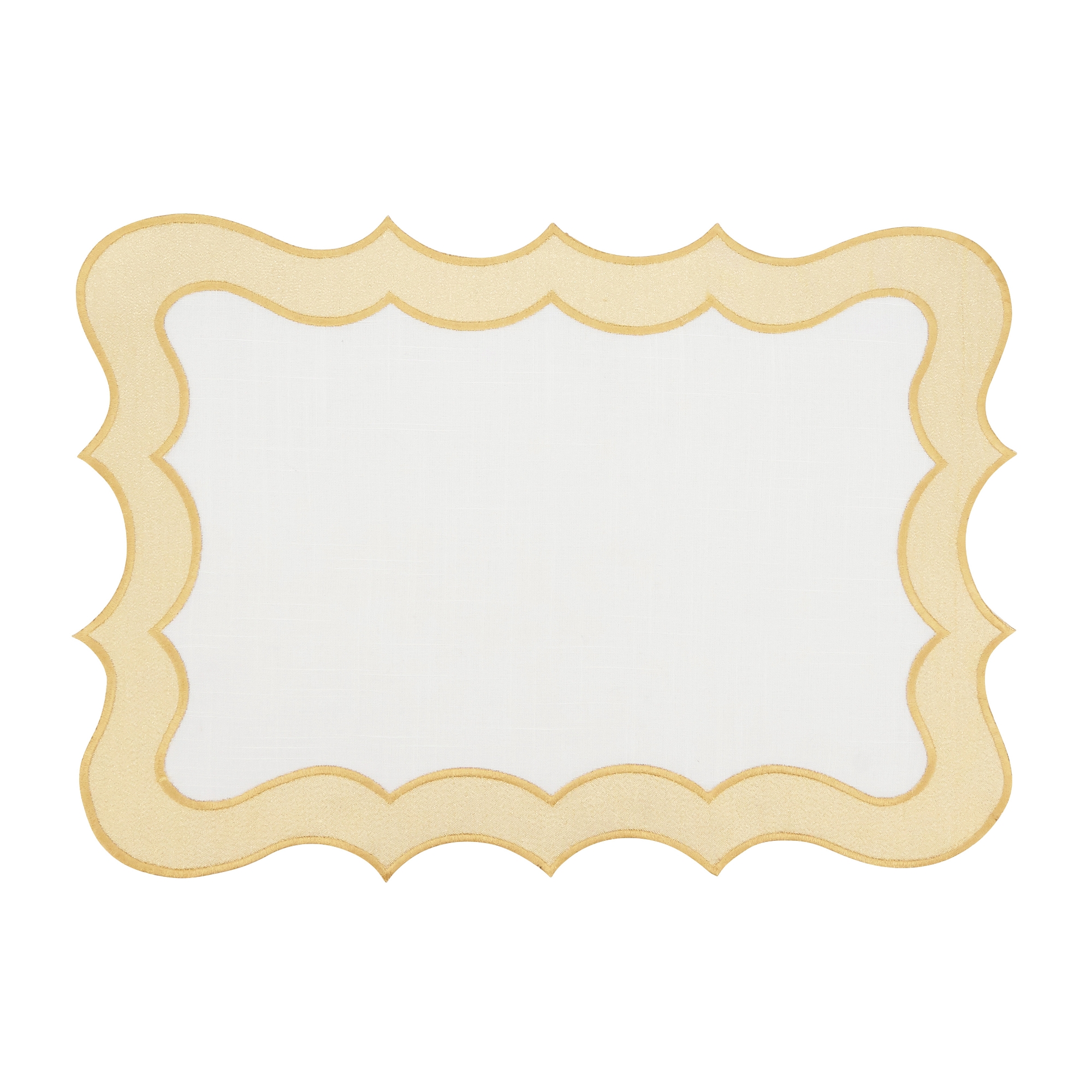 Saro Lifestyle Scallop Border Bliss Placemat (Set of 4), 14"x20", Gold