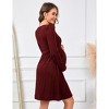 BLUEMING Maternity Rib-Knit Contour Dress - V-Neck Long Sleeve Mid-Length Dress for Baby Celebrations & Autumn Gatherings - 4 of 4