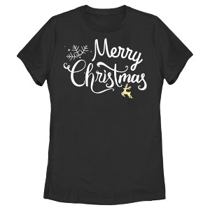 Women's Lost Gods Merry Christmas Reindeer T-Shirt - 1 of 4