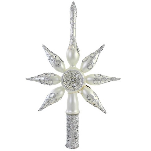Ornativity Silver Star Tree Topper - Christmas Glitter Silver Star