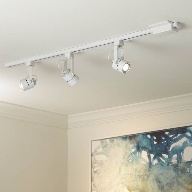 Pro Track Layna 3-Head LED Ceiling or Wall Track Light Fixture Kit Linear Bullet Spot Light GU10 Dimmable White Metal Modern Kitchen Bathroom 44" Wide, 2 of 9