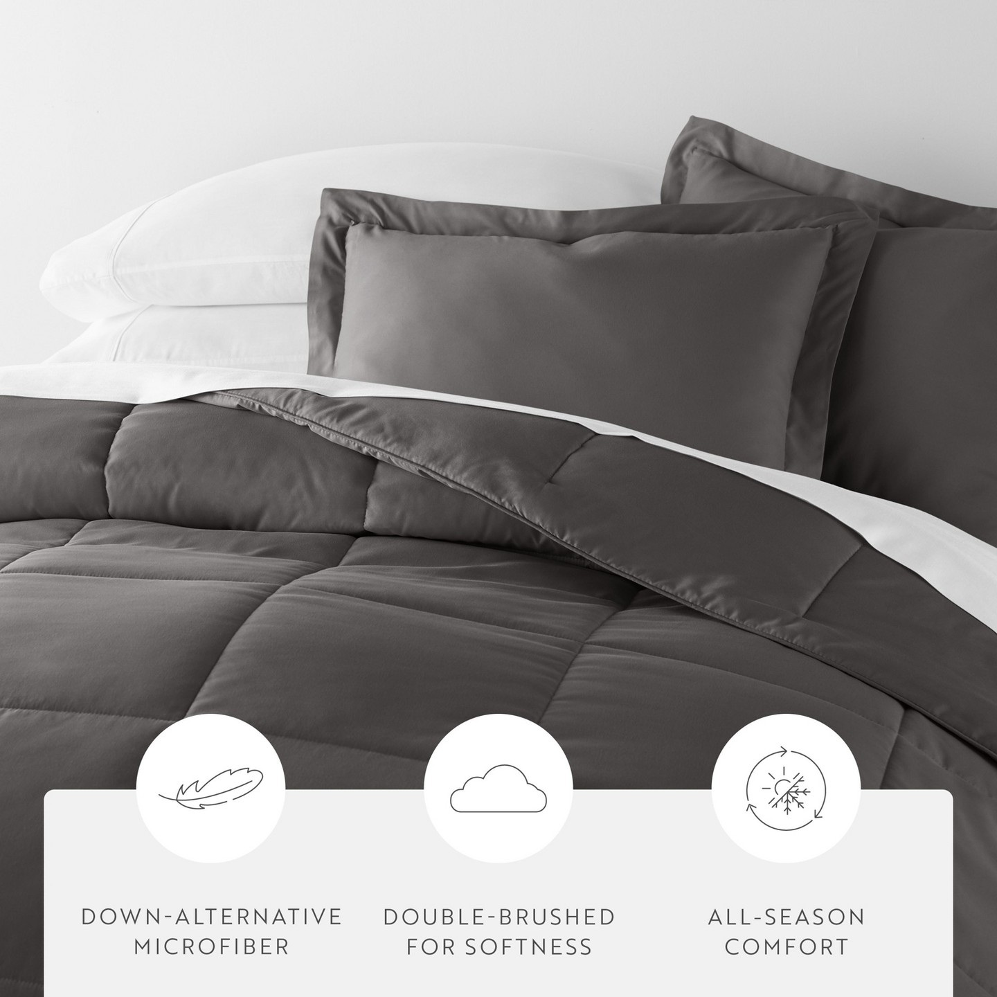 Комплект постельного белья Becky Cameron Essential Bed In A Bag Comforter Bedding Set, Ultra Soft, цвет: Серый — фото 4