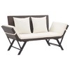 vidaXL Patio Bench with Cushions 69.3" Brown Poly Rattan - Brown - 2 of 4