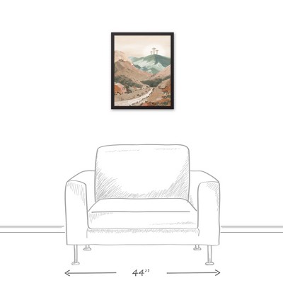 Colorful Cross Path 18" x 22" Black Framed Canvas Art
