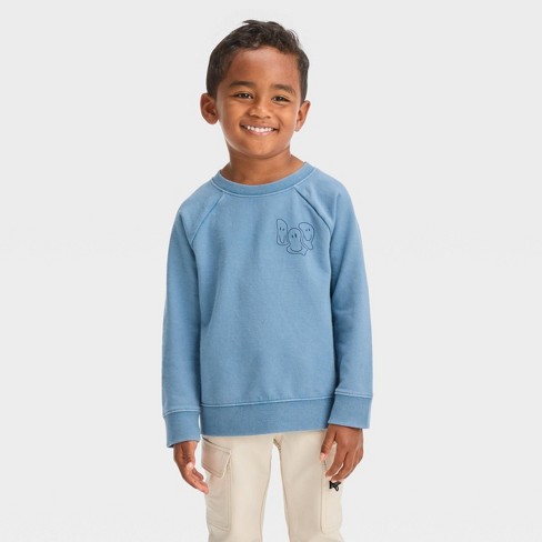 Toddler Boys' Washed Crew Neck Pullover Sweatshirt - Cat & Jack™ Blue 12M